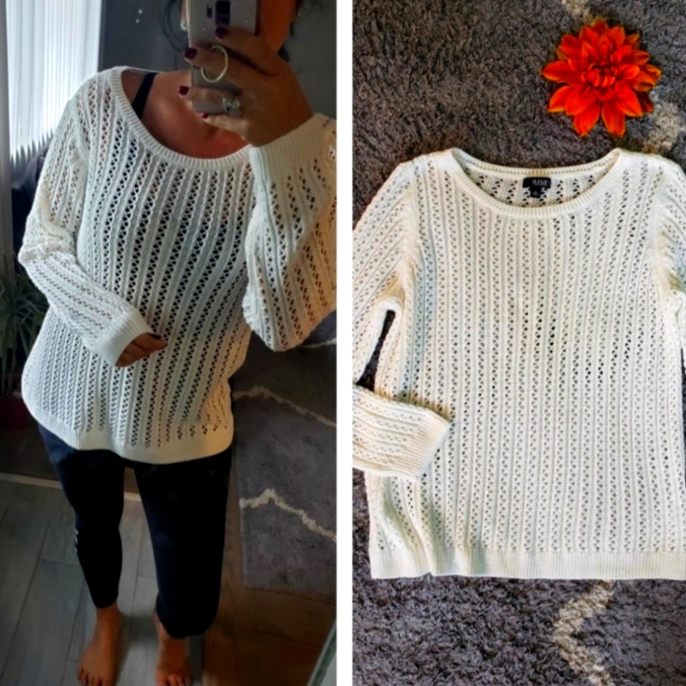 A.n.a a new Approach Crochet White Sweater